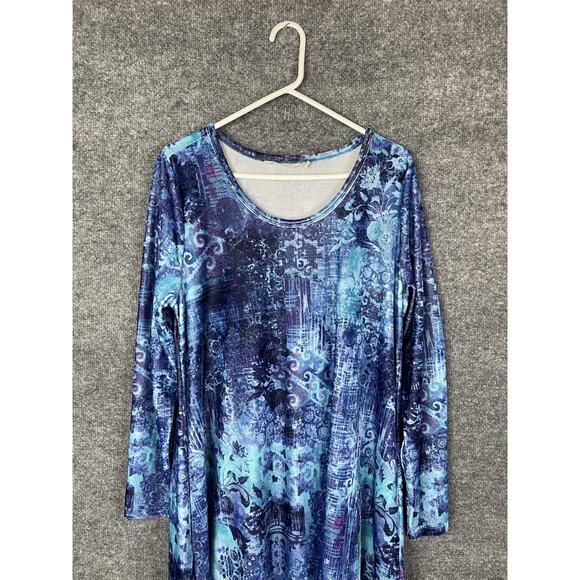 Soft Surroundings Velvet Dress Women's Large Maxi Blue and Purple Long Sleeve - Picture 3 of 15